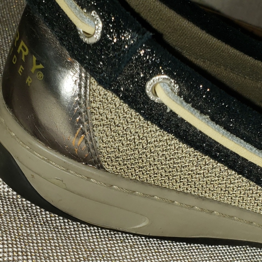 π Gorgeous Black Sparkle Sperry Top Sider - Picture 9 of 11